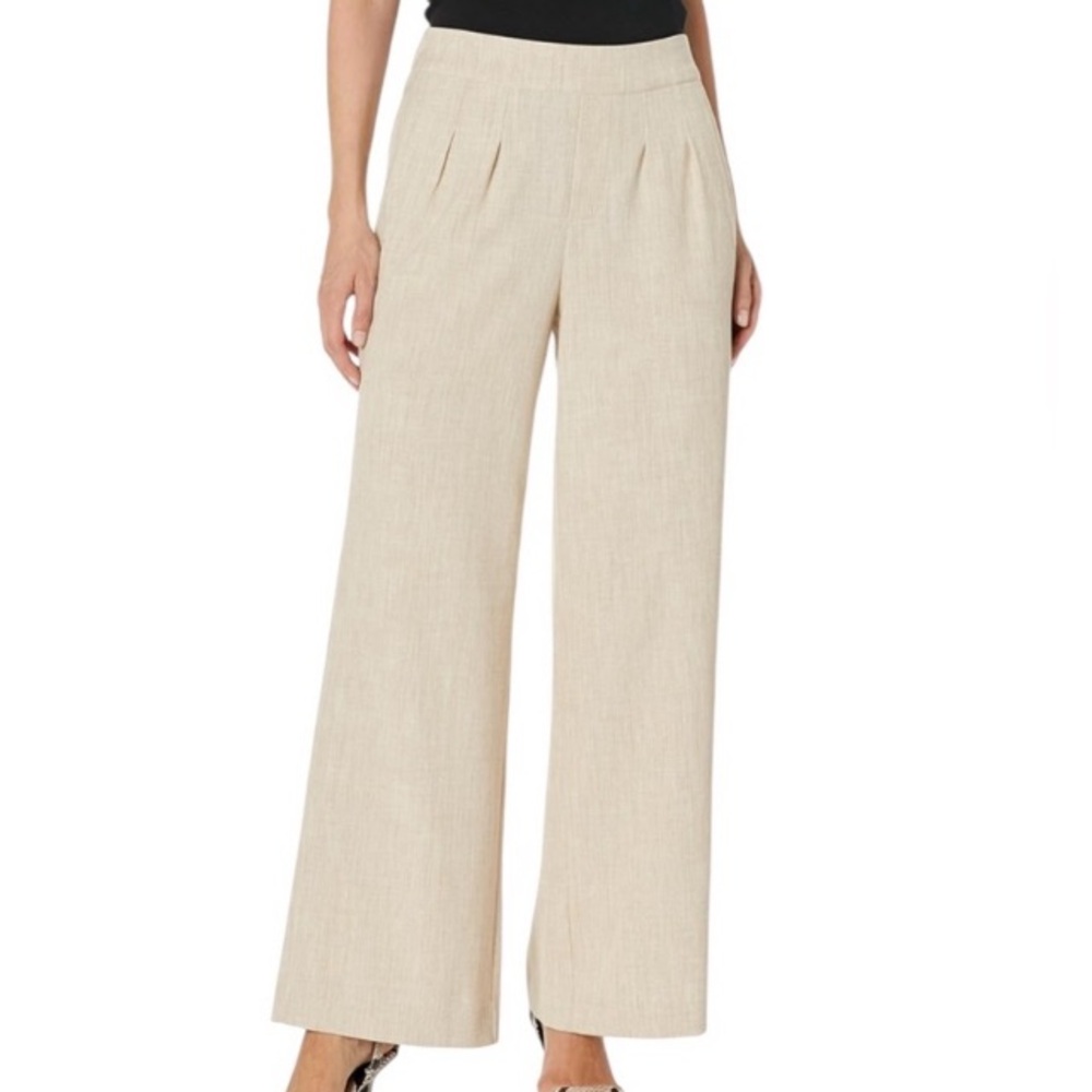 NIC+ZOE Tan Wide Leg Pants with High-Waist Design